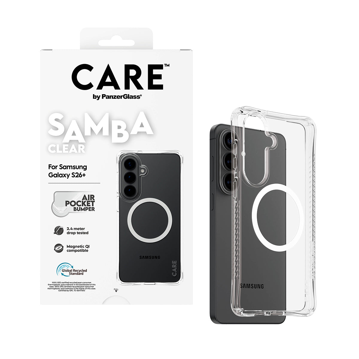 PanzerGlass CARE™ by ® Samba Case Transparent w. White Qi Samsung Galaxy S26+ funda para teléfono móvil 17 cm (6.7") Transparente (5)