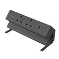 Fellowes Power Desk Type G Clamp Fit 2x230v 1xUSB-A 1x USB-C Socket 2m Cable Black - 100136987 base múltiple 2 salidas AC Interior Negro