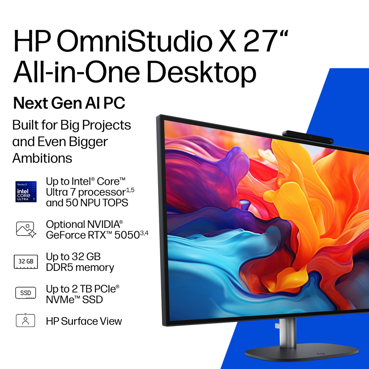 HP DS0B4EA All-in-One PC/workstation Copilot+ PC Intel Core Ultra 5 325 68.6 cm (27") 2560 x 1440 pixels 24 GB DDR5-SDRAM 1 TB SSD Windows 11 Home Wi-Fi 7 (802.11be) Black, Grey (4)