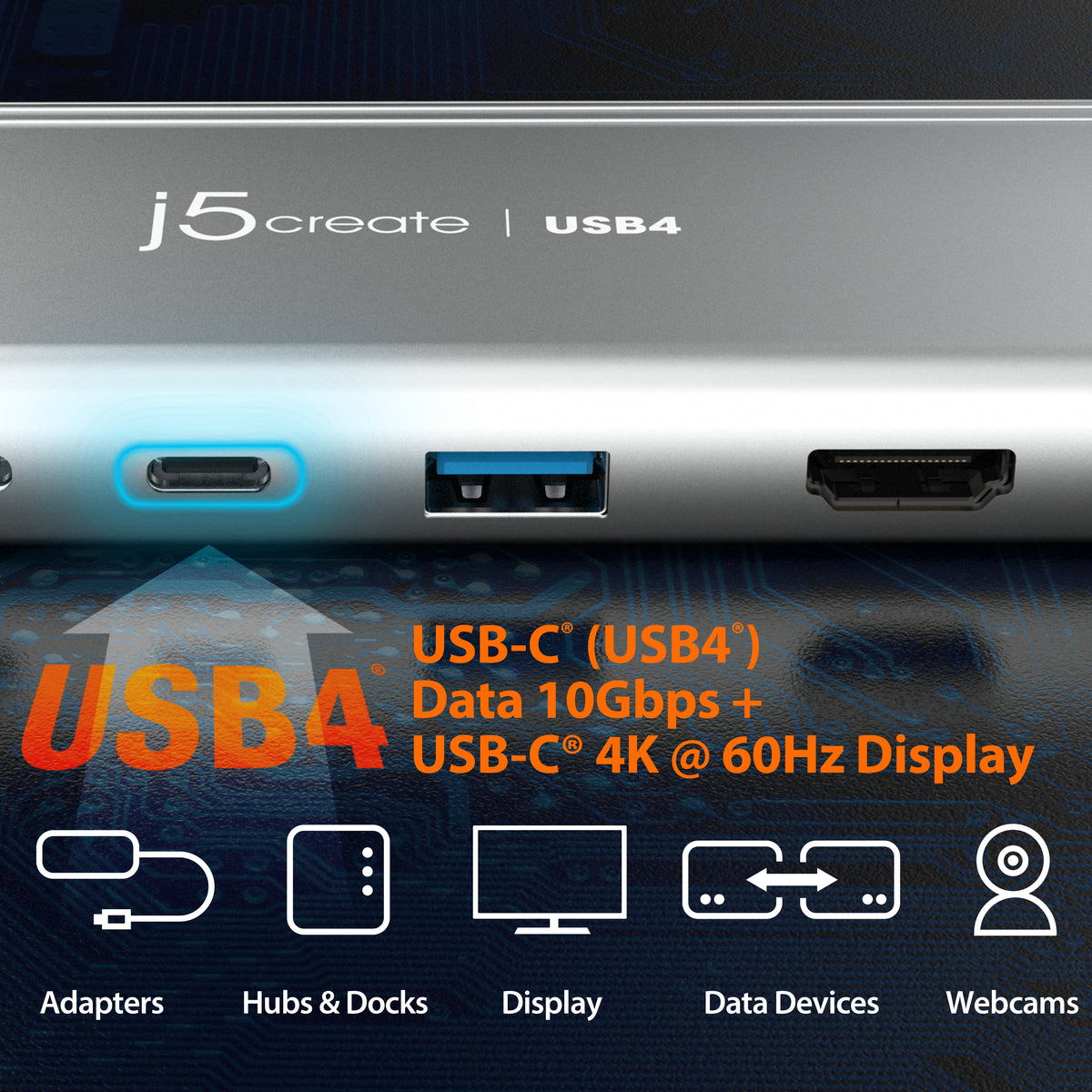 j5create JCD401 Alámbrico USB 3.2 Gen 2 (3.1 Gen 2) Type-C Plata