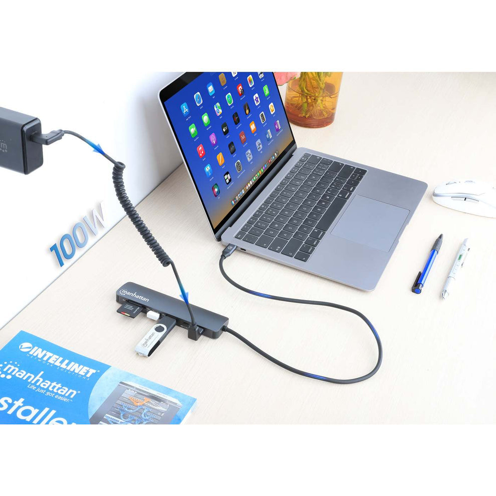Manhattan 190442 base para portátil y replicador de puertos Alámbrico USB 3.2 Gen 1 (3.1 Gen 1) Type-C Gris (8)