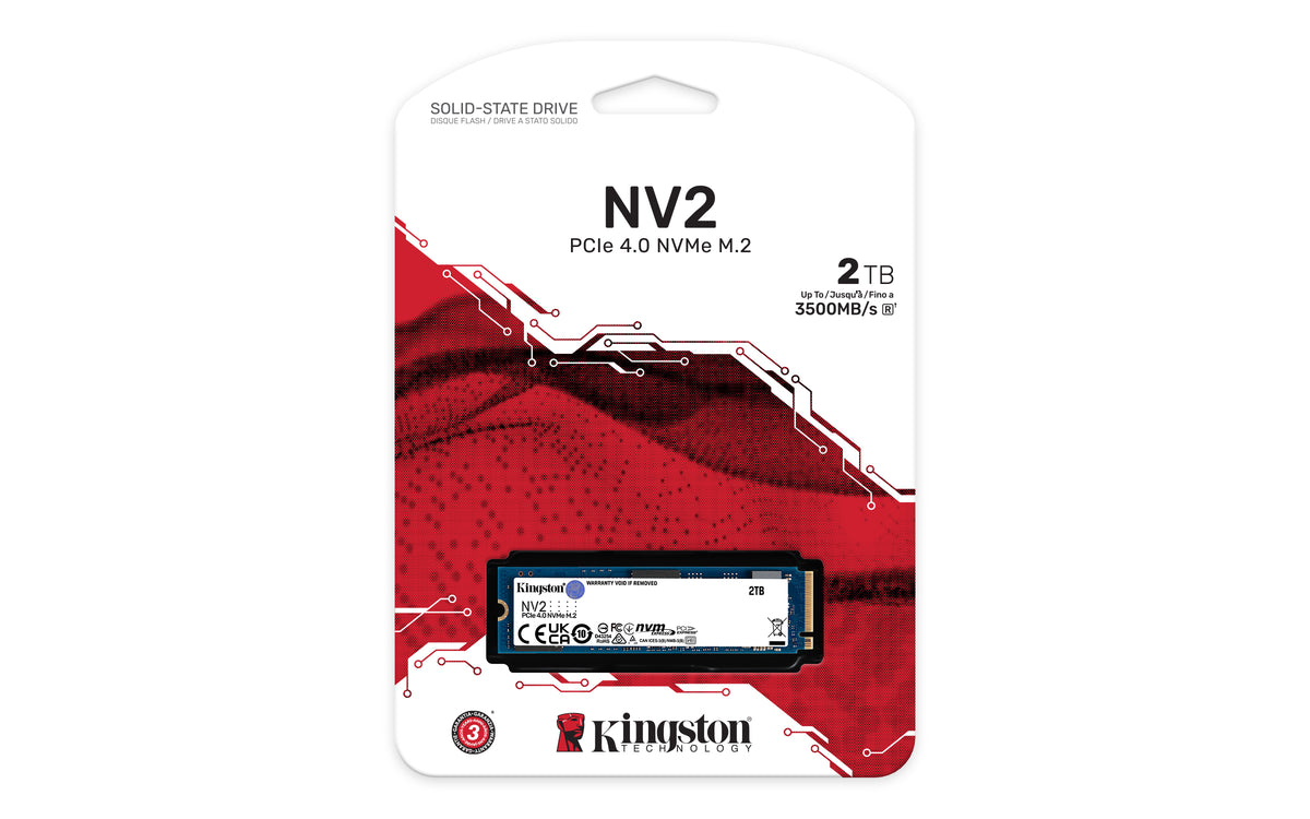 Kingston NV2 SSD, 2TB, interno, M.2 2280, PCIe4.0 x4 (NVMe) (SNV2S/2000G)