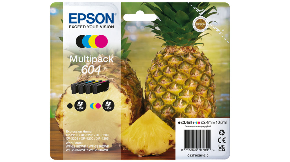 Epson 604 cartucho de tinta 1 pieza(s) Original Rendimiento estándar Negro, Cian, Magenta, Amarillo