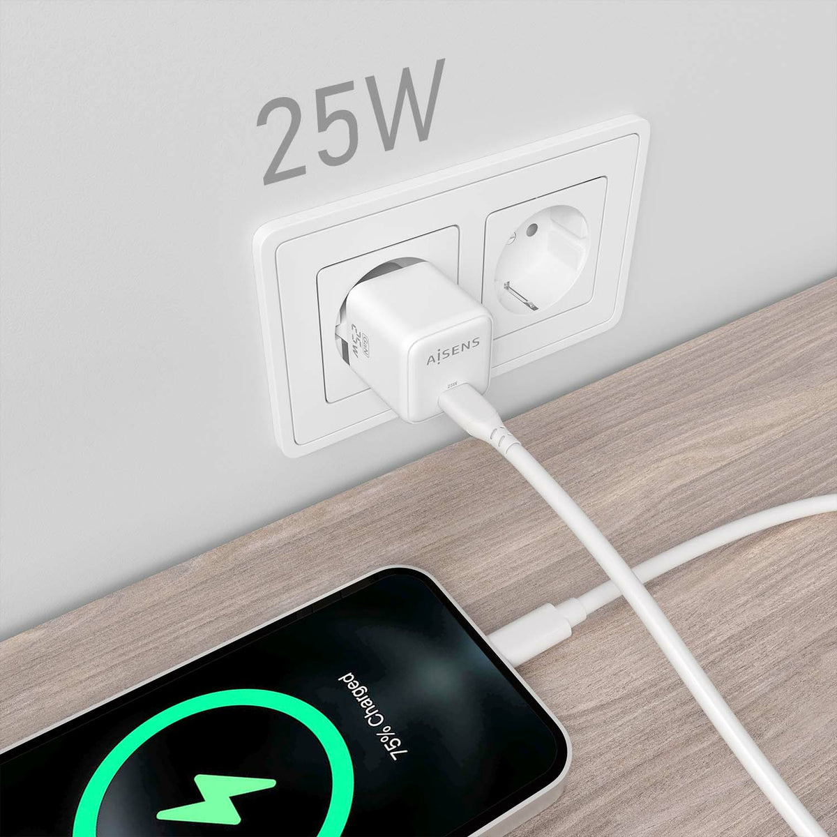 AISENS ASCH-25W1P012-W cargador de dispositivo móvil Universal Corriente alterna Carga rápida Interior (6)