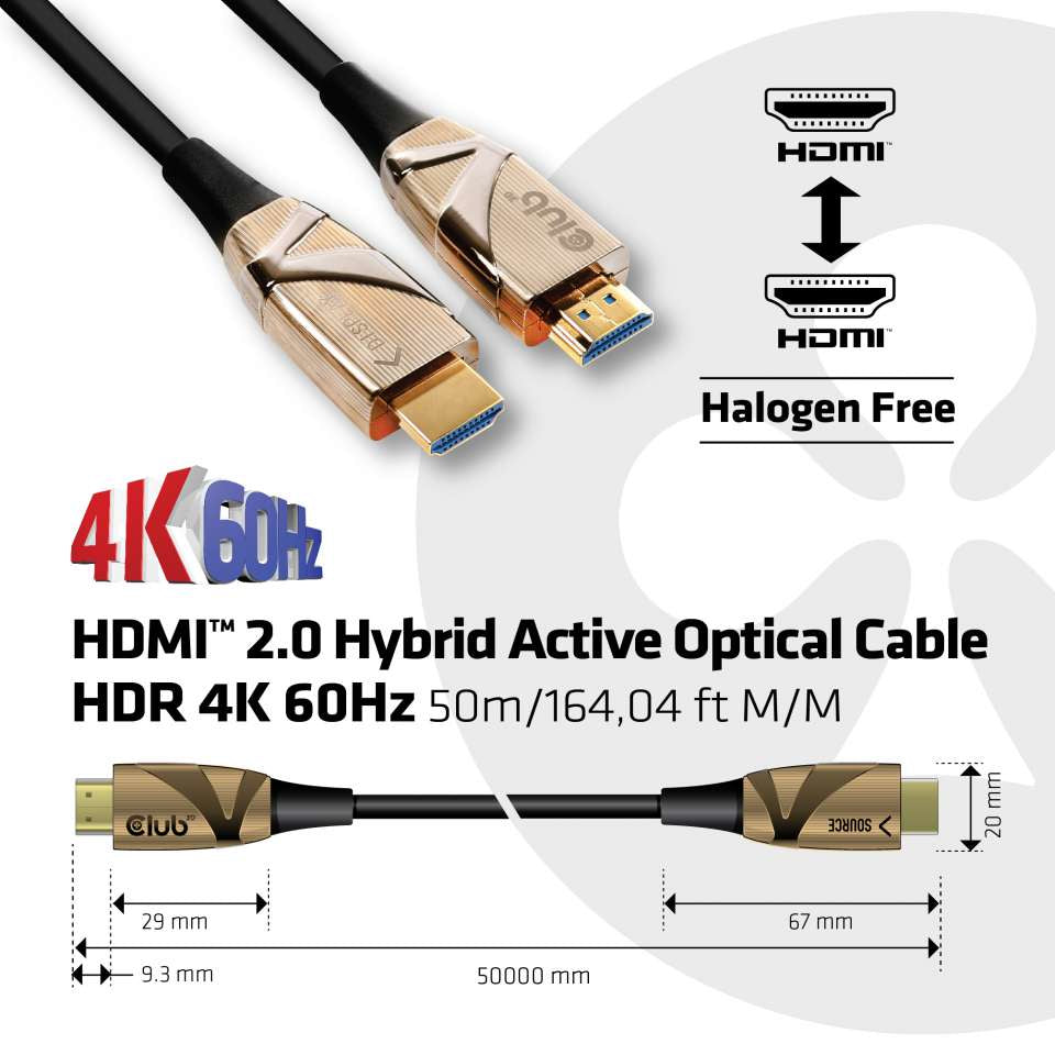 CLUB3D CAC-1391 cable HDMI 50 m HDMI tipo A (Estándar) Negro, Bronce (4)