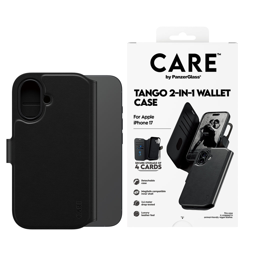 PanzerGlass CARE™ by ® Tango 2-in-1 Wallet Case w. MagSafe iPhone 17 funda para teléfono móvil Negro (2)