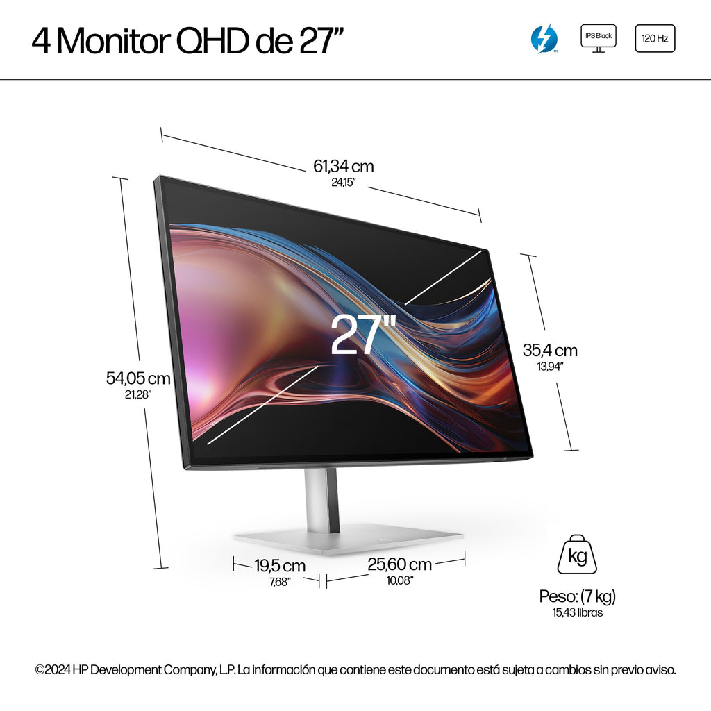 HP Series 7 Pro 27 inch QHD Thunderbolt 4 Monitor - 727pu pantalla para PC 68,6 cm (27") 2560 x 1440 Pixeles Quad HD LCD Negro (8)