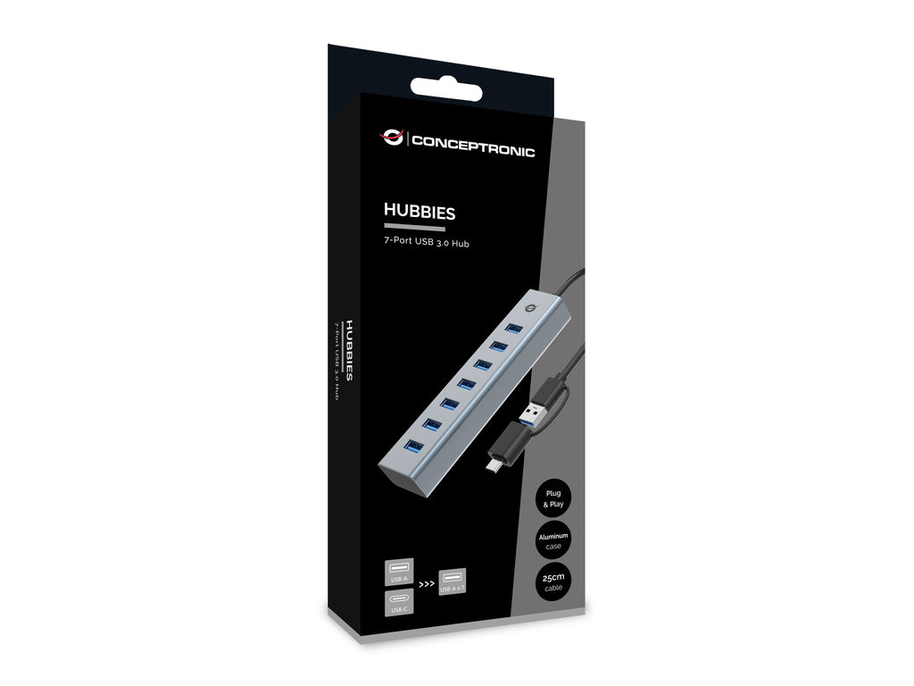 Conceptronic HUBBIES21G hub de interfaz USB 3.2 Gen 1 (3.1 Gen 1) Type-A 5000 Mbit/s Gris (4)