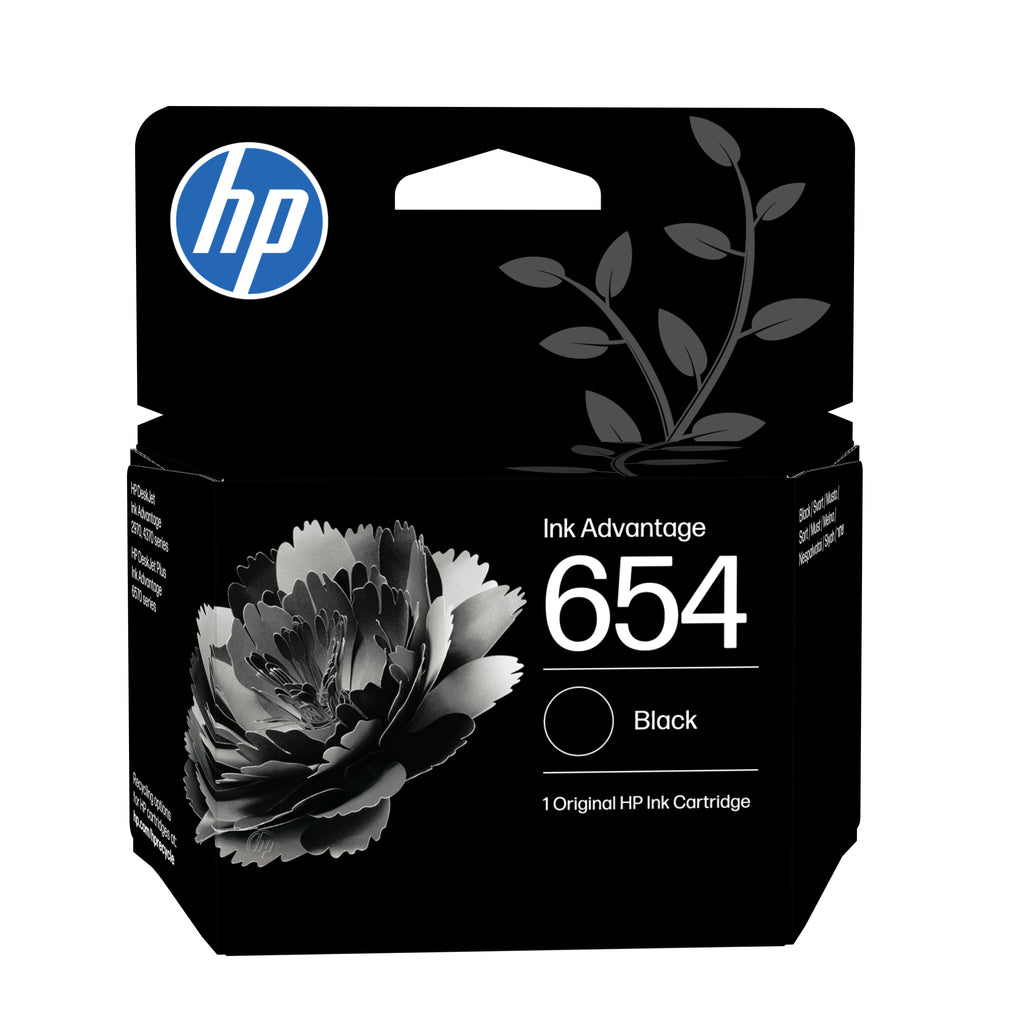 HP 654 Black Original Ink Advantage Cartridge cartucho de tinta 1 pieza(s) Rendimiento estándar Negro (2)