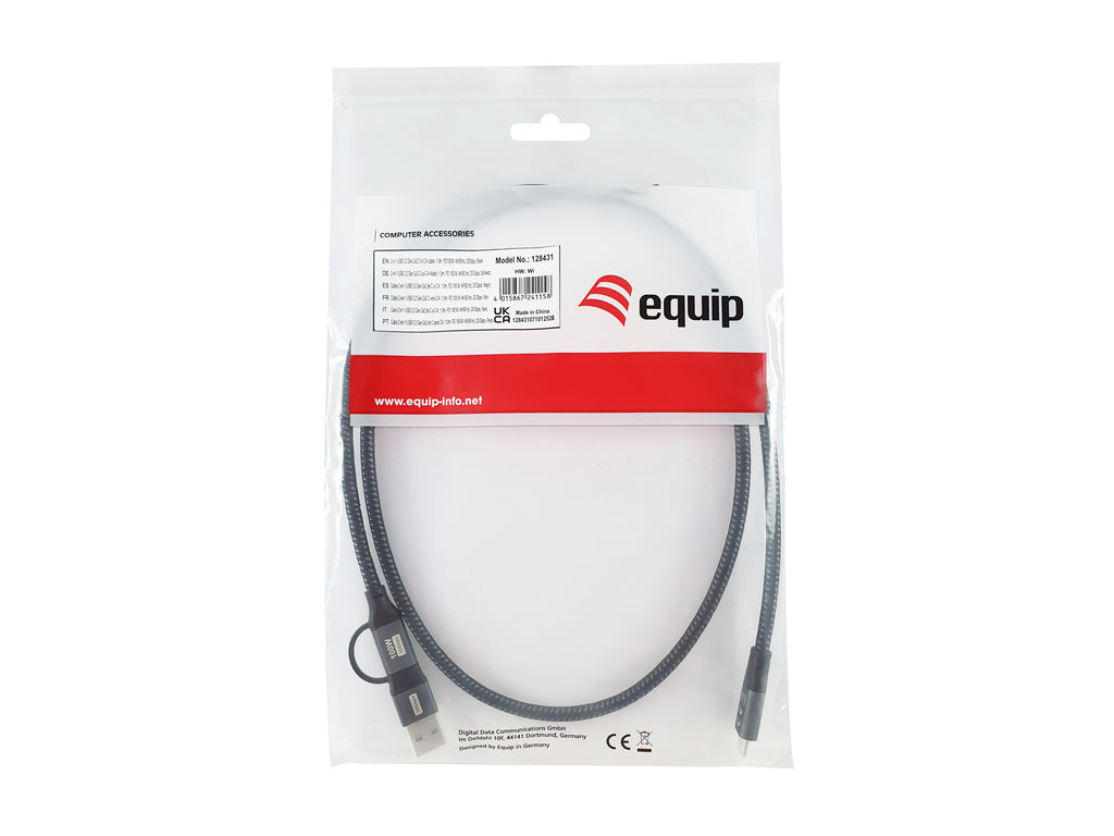 Equip 128431 cable USB USB 3.2 Gen 2x2 1 m USB A/USB C USB C 20 Gbit/s 100 W Negro (3)