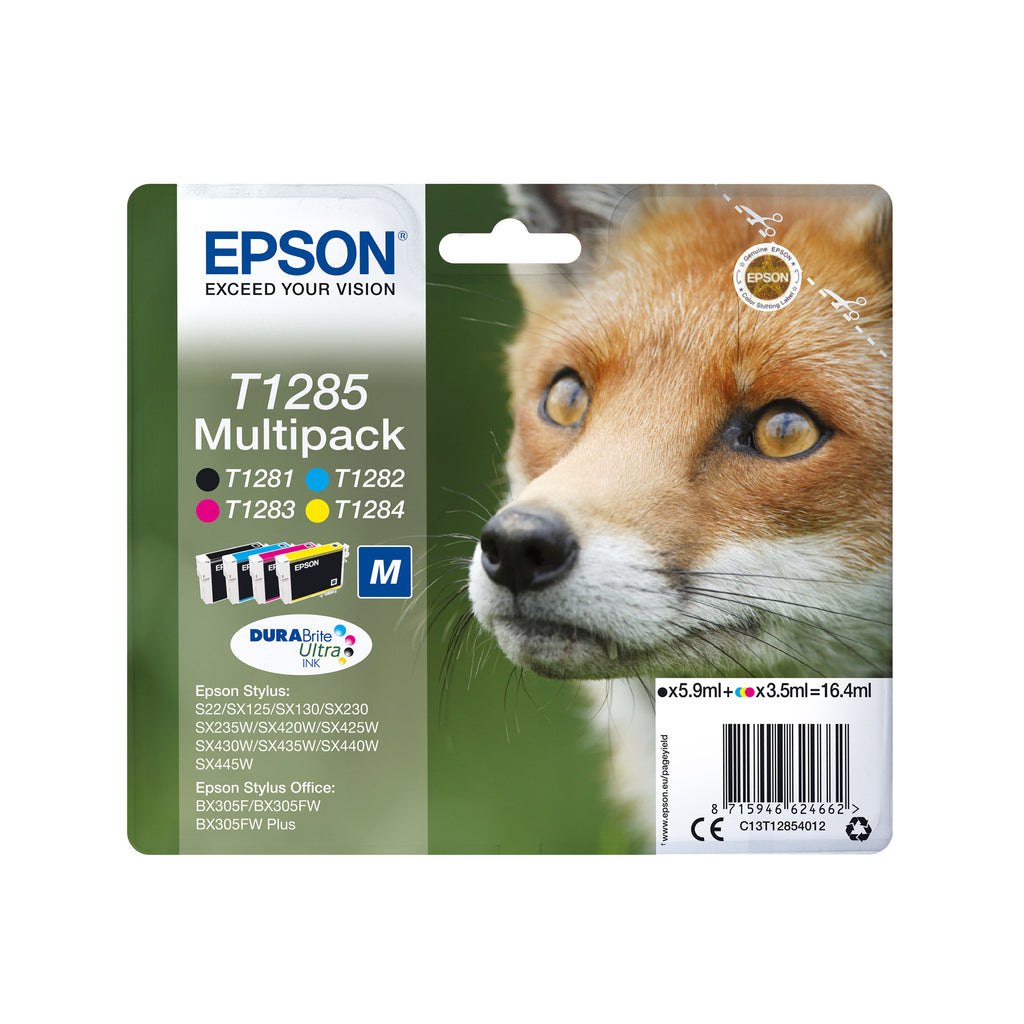 Epson Fox T1285 cartucho de tinta 1 pieza(s) Original Negro, Cian, Magenta, Amarillo (3)