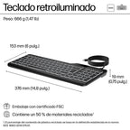 HP 400 Backlit Wired Keyboard teclado Hogar USB QWERTY Inglés Negro (4)