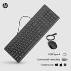 HP 150 Wired Mouse and Keyboard Combination teclado Ratón incluido Hogar / Oficina USB Negro (3)