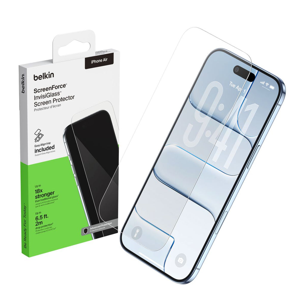 Protector de pantalla para teléfono móvil - 2.5D - cristal - transparente - para Apple iPhone Air