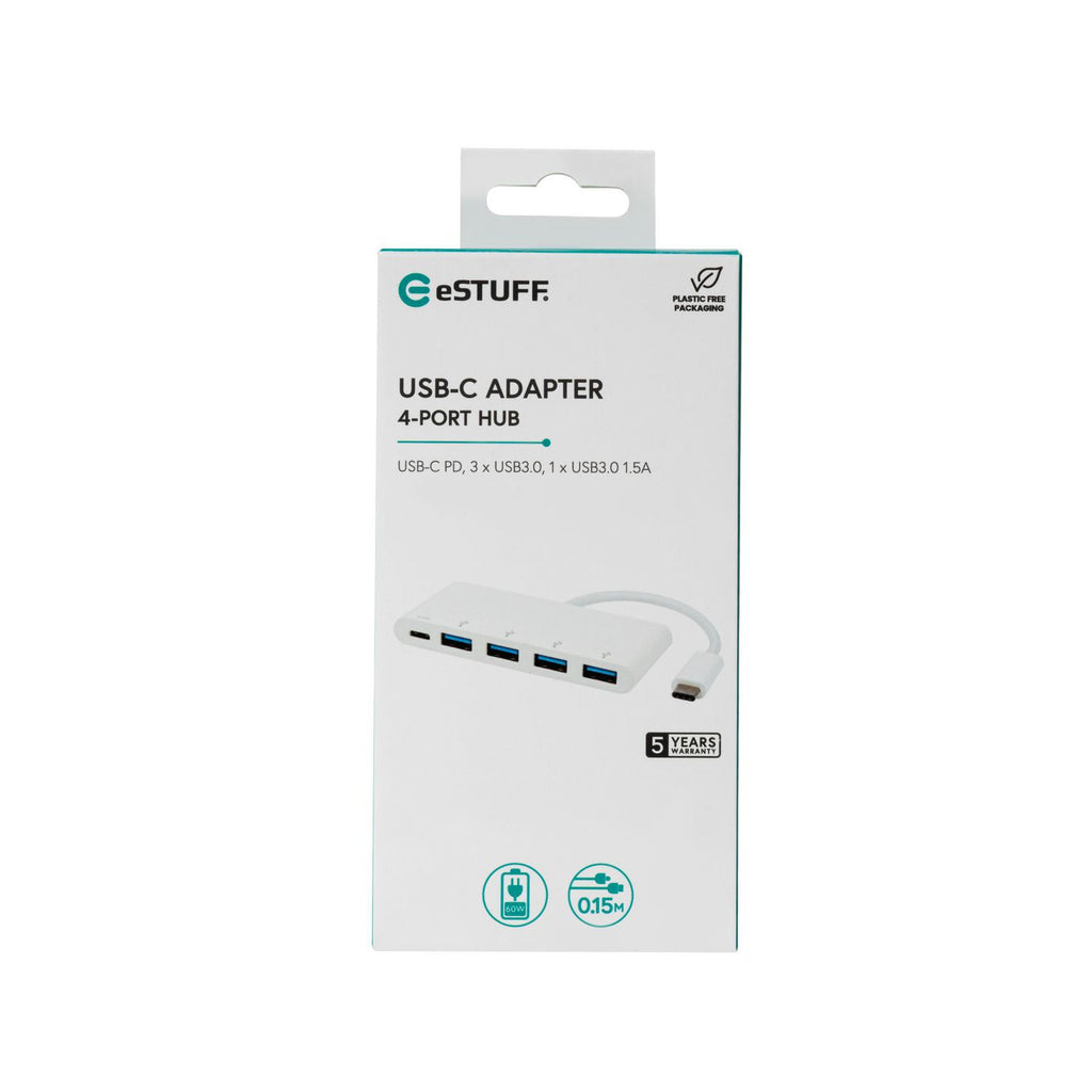 eSTUFF ES623007WH hub de interfaz USB 3.2 Gen 1 (3.1 Gen 1) Type-C 5000 Mbit/s Blanco (2)