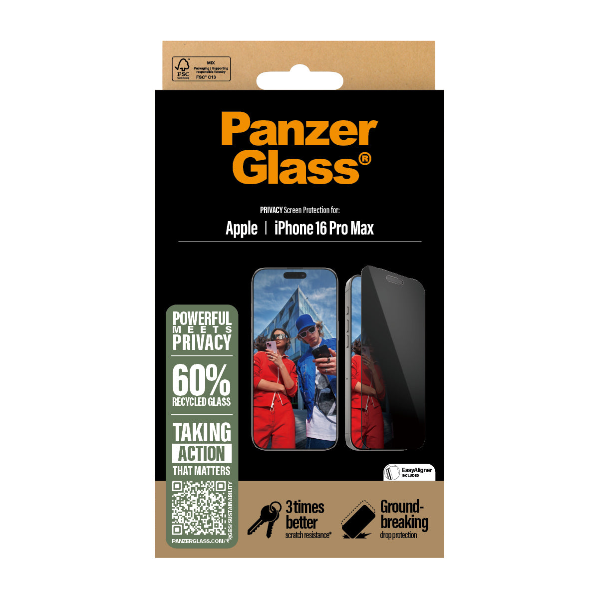 PanzerGlass ® 2-Way Privacy Screen Protector iPhone 16 Pro Max