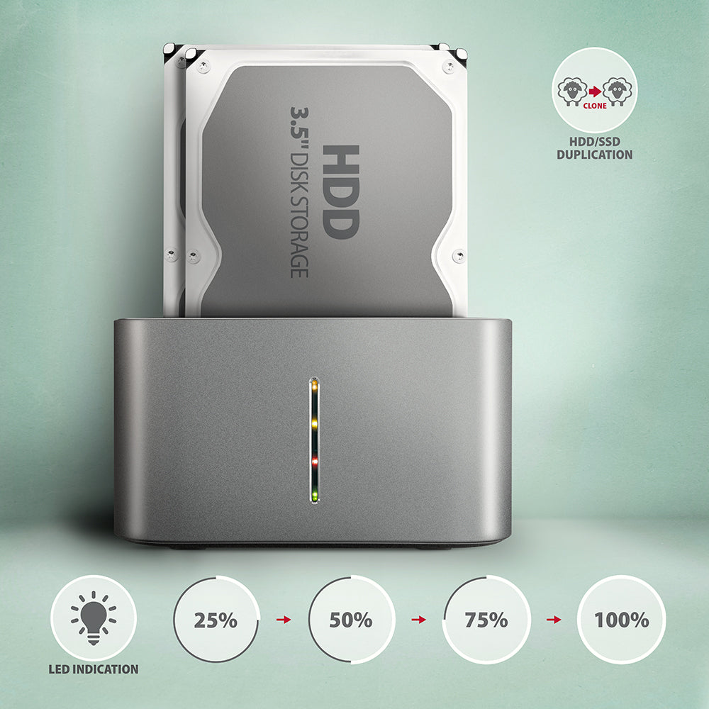 Axagon ADSA-DC base de conexión para disco duro USB 3.2 Gen 1 (3.1 Gen 1) Type-A Gris (3)