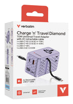 Verbatim Charge 'n' Travel 70W Universal Púrpura Corriente alterna Carga rápida