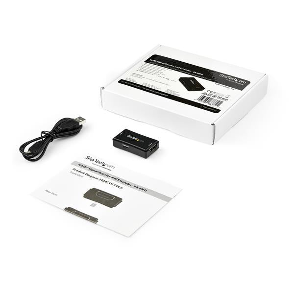 StarTech.com HDBOOST4K2 extensor audio/video Repetidor de señales AV Negro