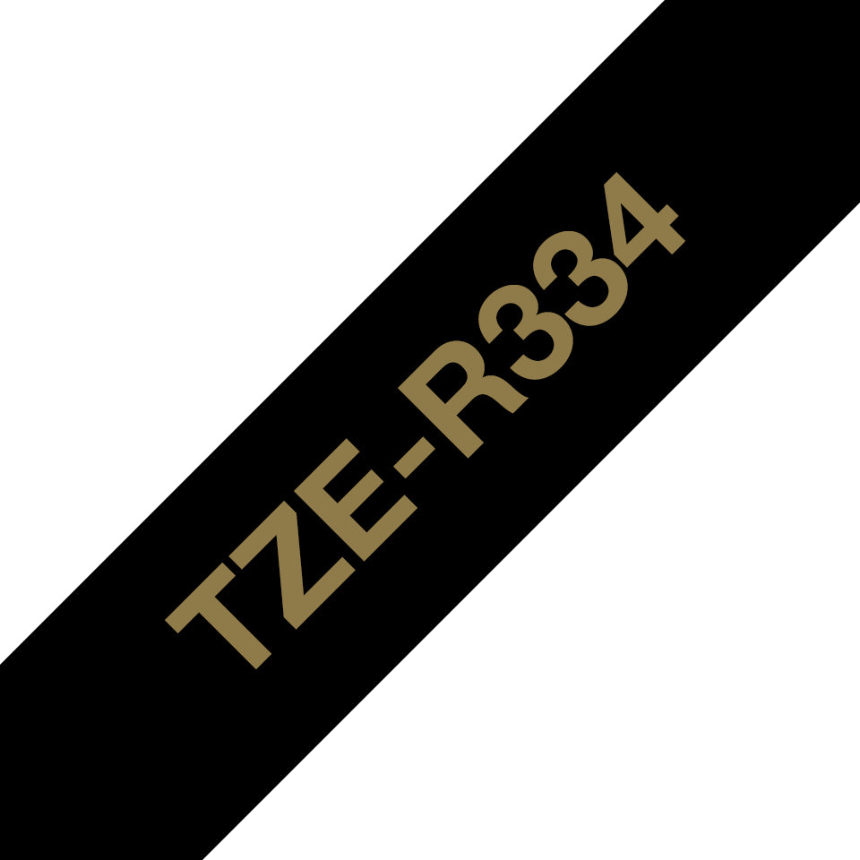Brother TZE-R334 cinta para impresora de etiquetas Oro sobre negro (2)