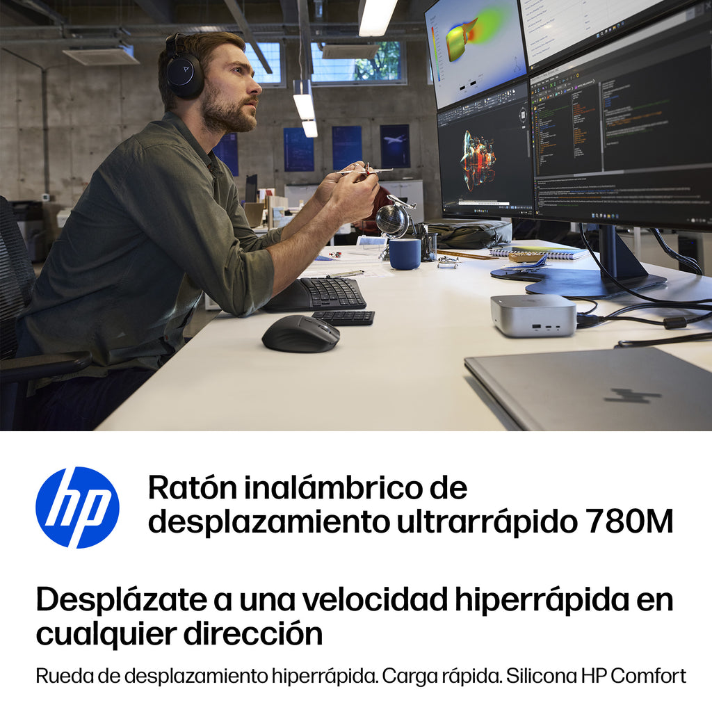 HP Ultra-Fast-Scroll Wireless Mouse 780M ratón Hogar Mano derecha Bluetooth + USB Type-C 6000 DPI (3)