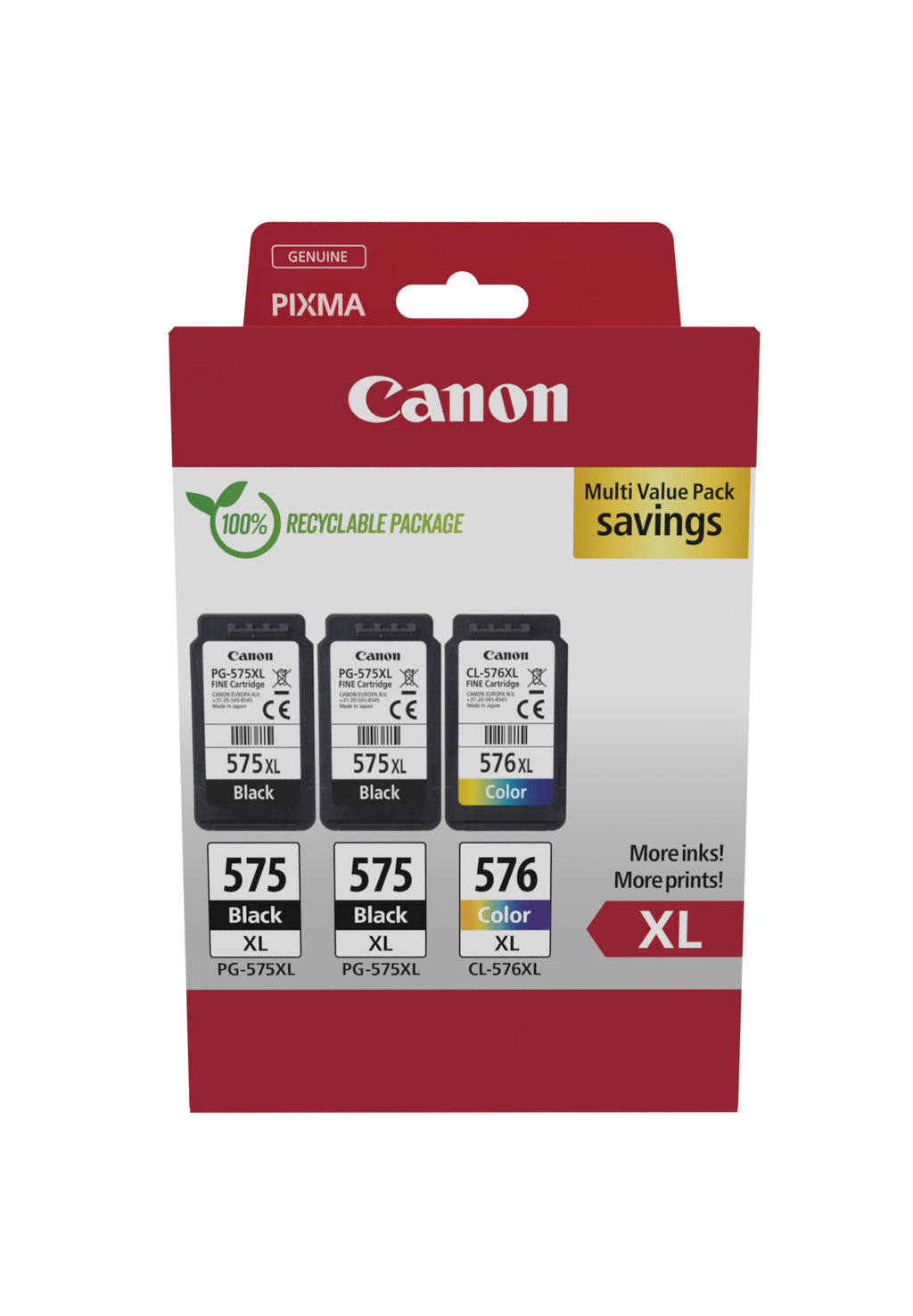 Canon 5437C004 cartucho de tinta 3 pieza(s) Original Alto rendimiento (XL) Negro, Cian, Magenta, Amarillo (2)