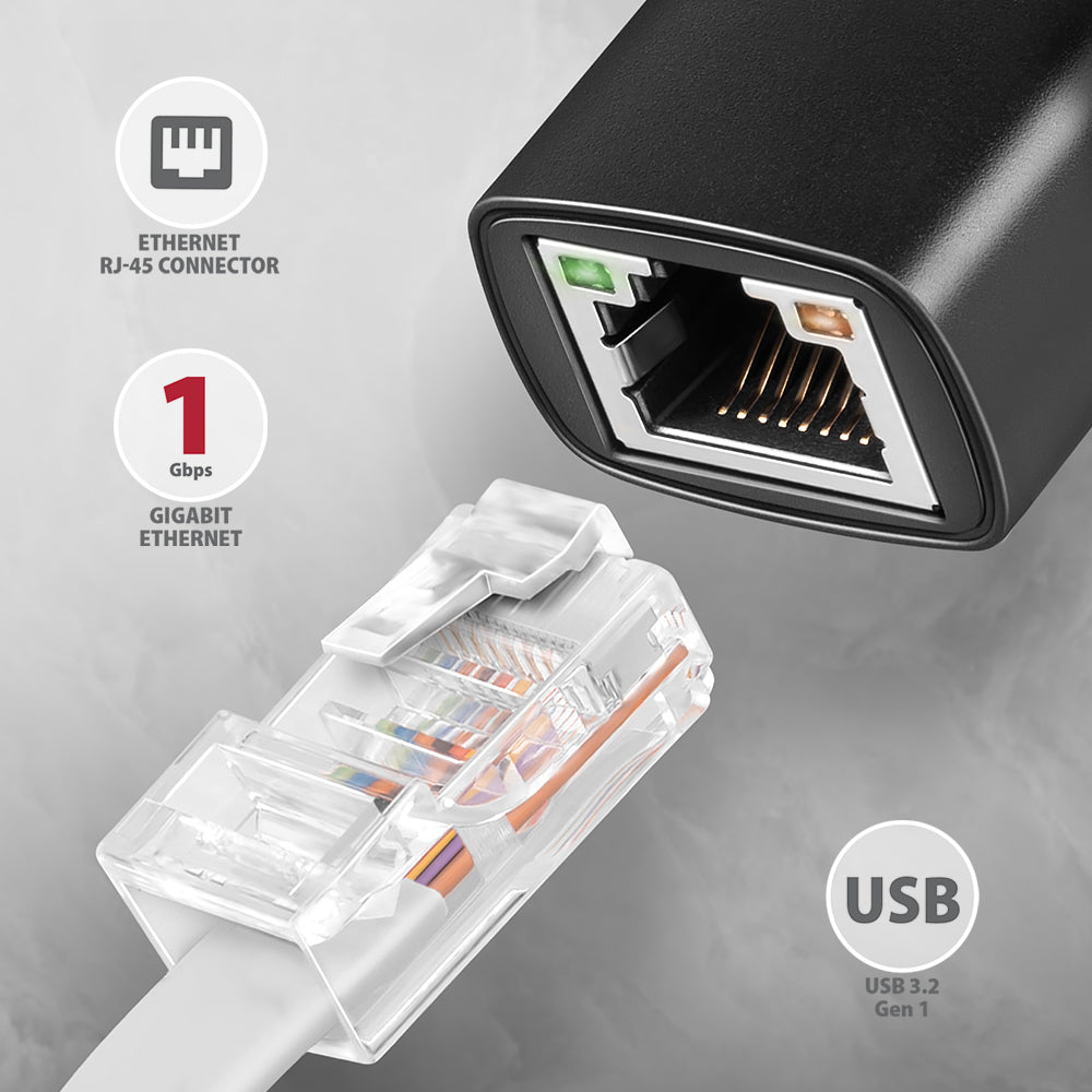 Axagon ADE-AR USB-A 3.2 Gen 1 - Gigabit Ethernet 10/100/1000 Adapter - Adapter - Digital/Daten 1000 Mbit/s (2)
