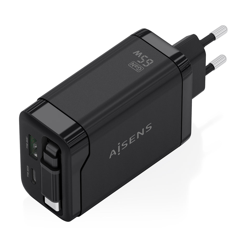 AISENS ASCH-65W3P071-BK cargador de dispositivo móvil Cámara digital, GPS, Teléfono móvil, Portátil, Smartphone, Tableta, Universal Corriente alterna Carga rápida Interior (3)