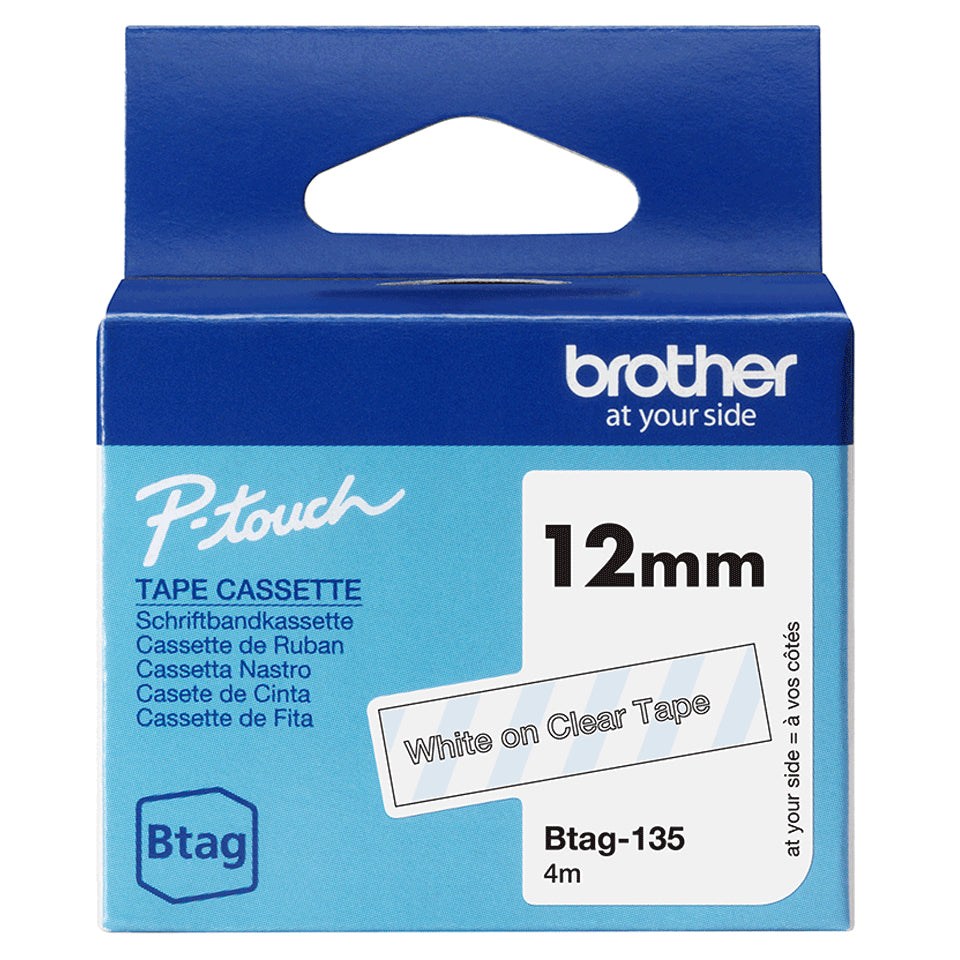 Brother BTAG-135 cinta para impresora de etiquetas Blanco sobre transparencia (2)
