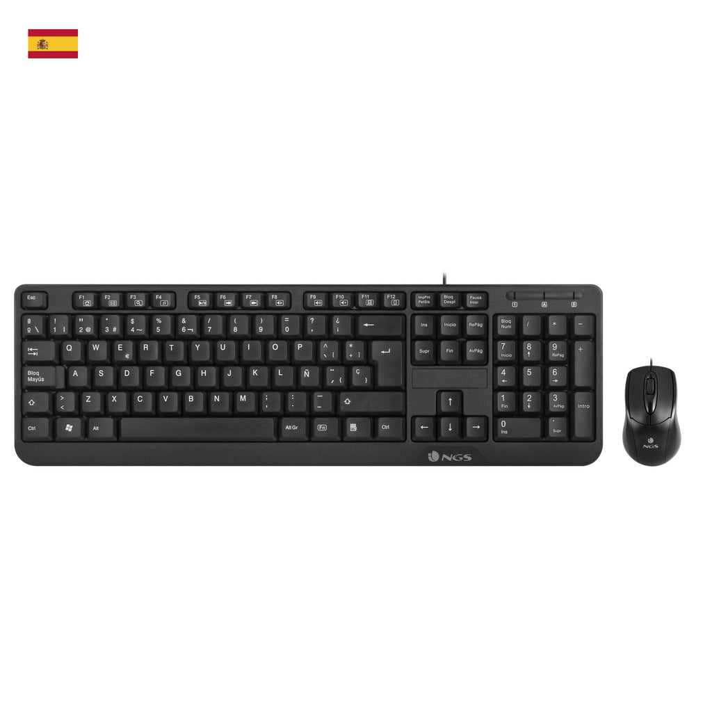 NGS Cocoa Kit, QWERTY, ES teclado Ratón incluido Universal USB Negro (2)