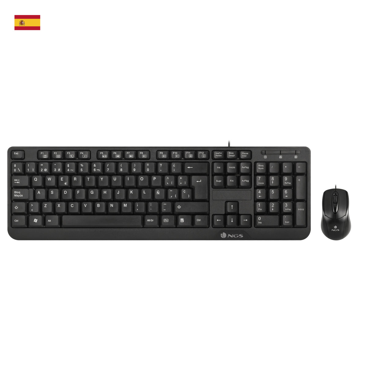NGS Cocoa Kit, QWERTY, ES teclado Ratón incluido Universal USB Negro (2)