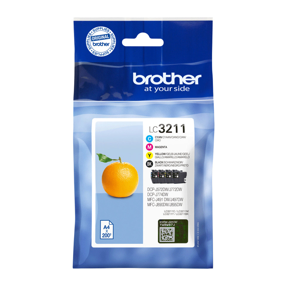Brother LC3211VAL cartucho de tinta 4 pieza(s) Original Rendimiento estándar Negro, Cian, Magenta, Amarillo (2)