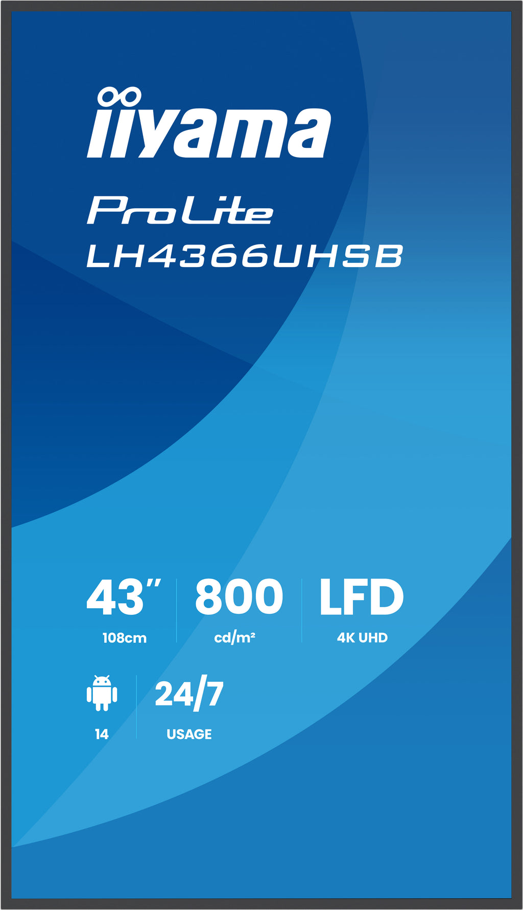 iiyama LH4366UHSB-B1AG pantalla de señalización Pantalla plana para señalización digital 109,2 cm (43") LCD Wifi 800 cd / m² 4K Ultra HD Negro Procesador incorporado Android 24/7 (3)