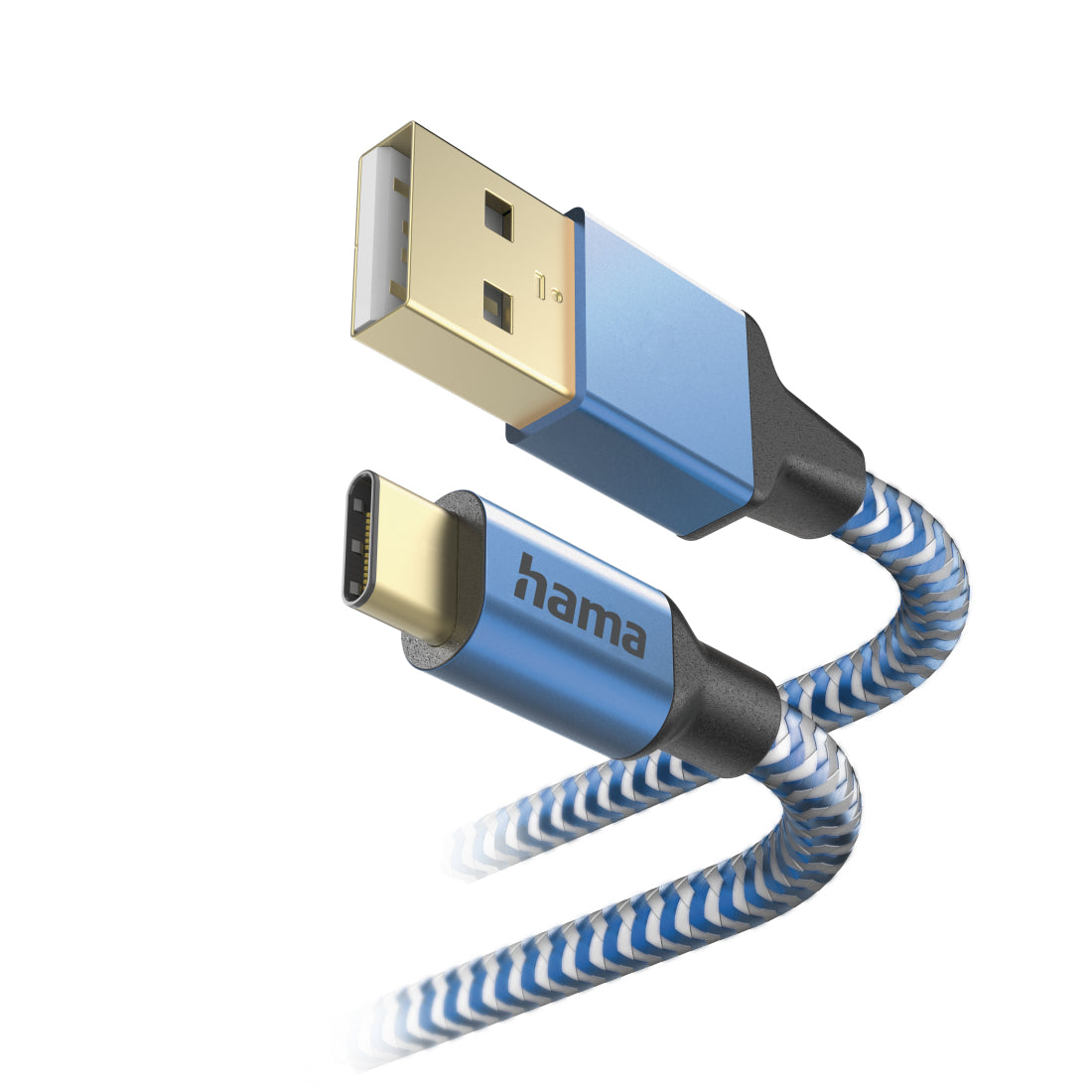Hama Reflective cable USB USB 2.0 1,5 m USB A USB C 0,48 Gbit/s Azul (3)