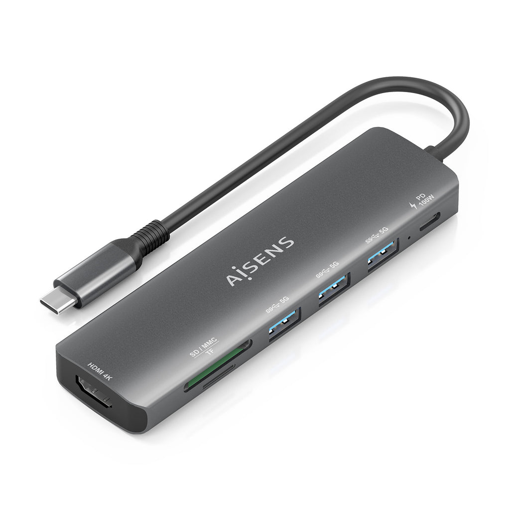 AISENS ASUC-7P025-GR base para portátil y replicador de puertos Alámbrico USB 3.2 Gen 1 (3.1 Gen 1) Type-C (2)