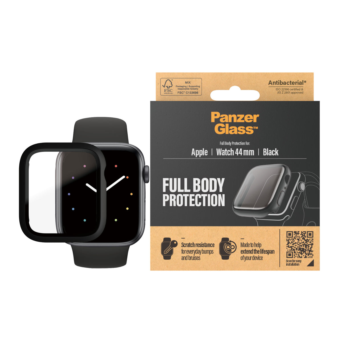 PanzerGlass ® Full body Case Black Apple Watch SE 3 | SE | 6 | 5 | 4 | 44mm Protector de pantalla 1 pieza(s) (2)