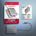 Axagon N HMC-5HL USB 5Gbps hub 2x USB-A HDMI 4k/60Hz RJ-45 GLAN PD 100W kabel USB-C Alámbrico USB 3.2 Gen 1 (3.1 Gen 1) Type-C Plata (6)