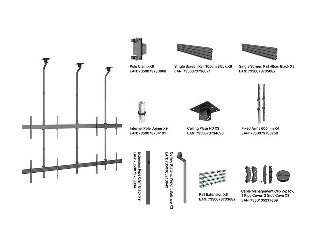 Multibrackets 3930 soporte para pantalla de señalización 2,54 m (100") Negro
