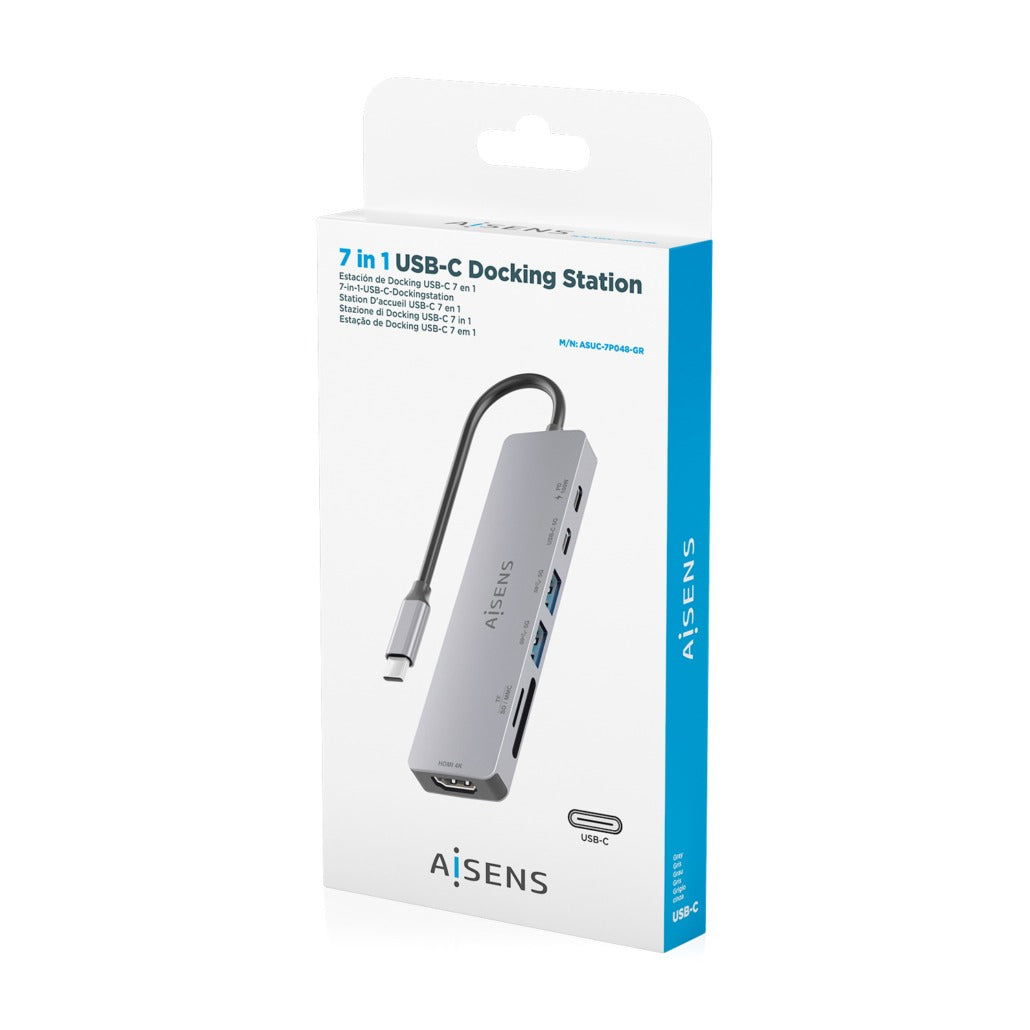 AISENS ASUC-7P048-GR base para portátil y replicador de puertos Alámbrico USB 3.2 Gen 1 (3.1 Gen 1) Type-C (8)