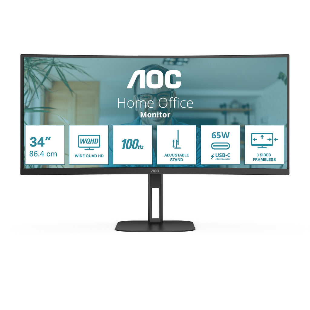 AOC V5 CU34V5C/BK pantalla para PC 86,4 cm (34") 3440 x 1440 Pixeles Wide Quad HD LED Negro (2)