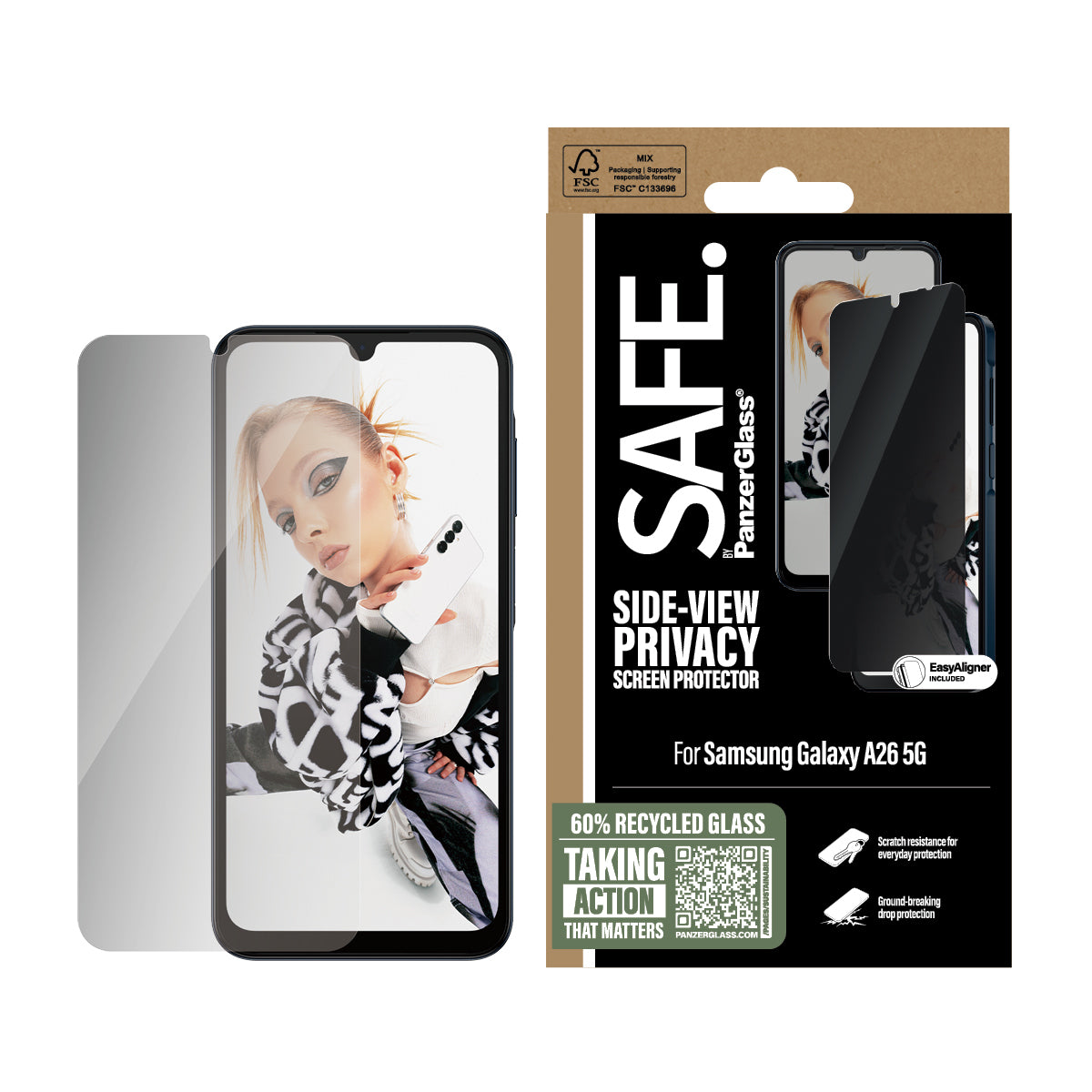 PanzerGlass SAFE. by ® 2-Way Privacy Screen Protector Samsung Galaxy A26 5G | Ultra-Wide Fit w. EasyAligner Protector de pantalla 1 pieza(s) (2)