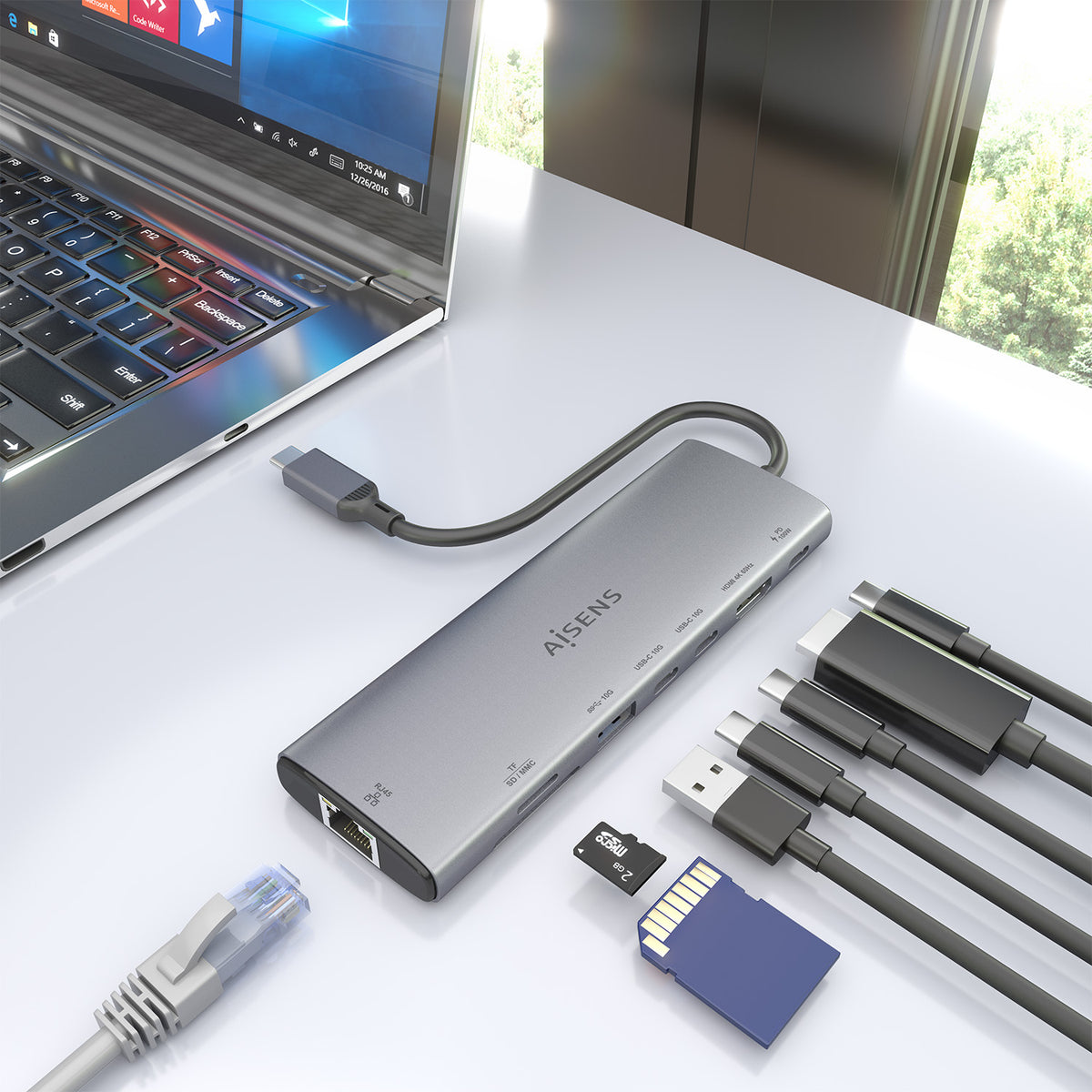 AISENS ASUC-8P033-GR base para portátil y replicador de puertos Alámbrico USB 3.2 Gen 1 (3.1 Gen 1) Type-C (7)