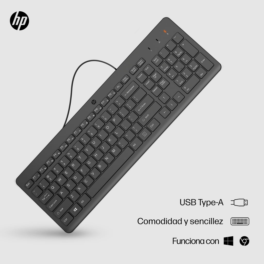 HP 150 USB-A Wired Keyboard teclado Universal Negro (4)