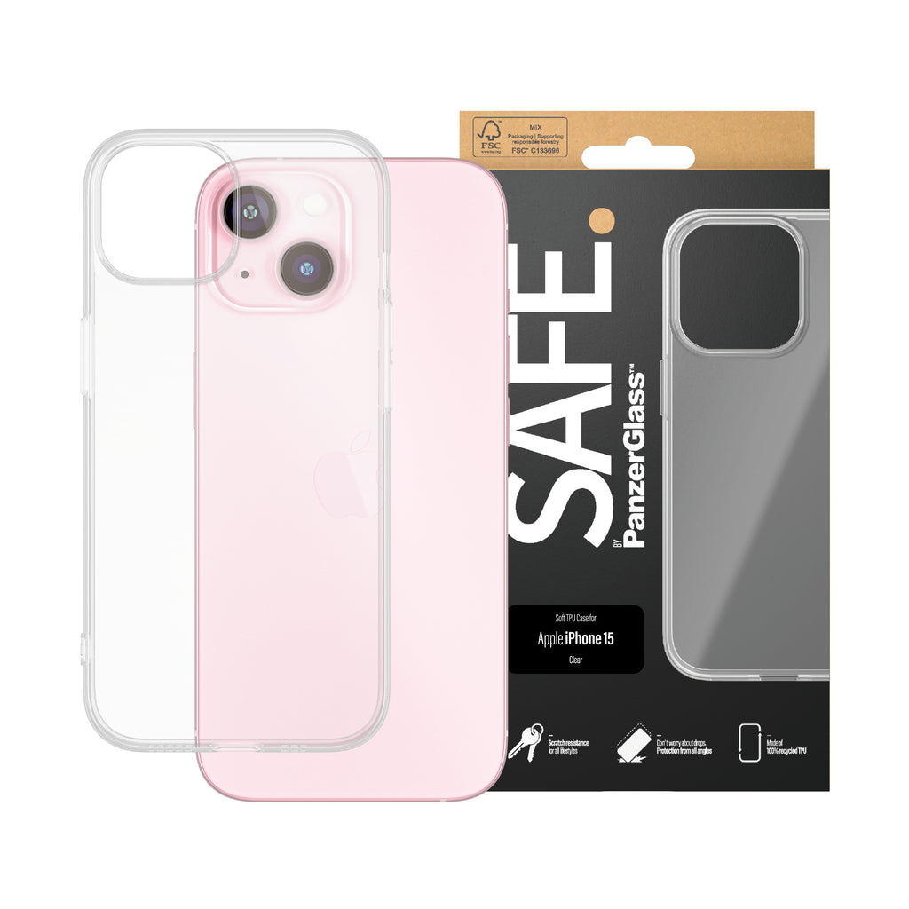 PanzerGlass SAFE. by ® TPU Case Transparent iPhone 15 funda para teléfono móvil Transparente (2)