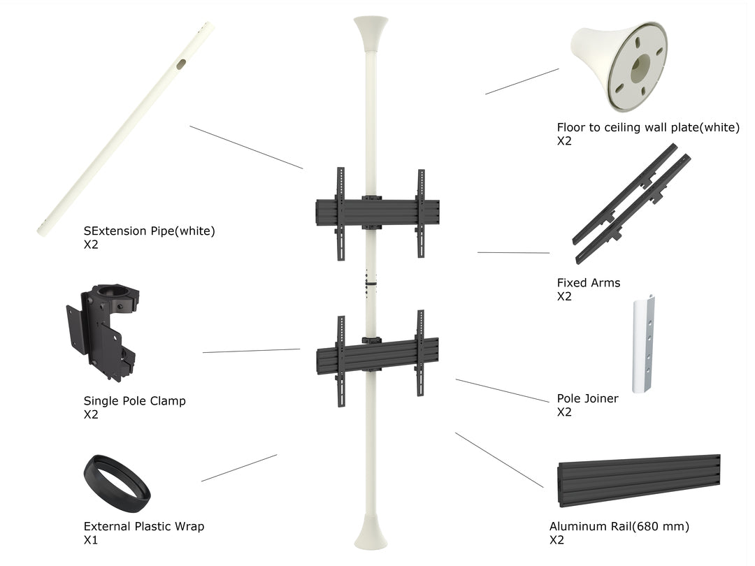 Multibrackets 5716 soporte para pantalla de señalización 165,1 cm (65") Negro, Blanco (6)