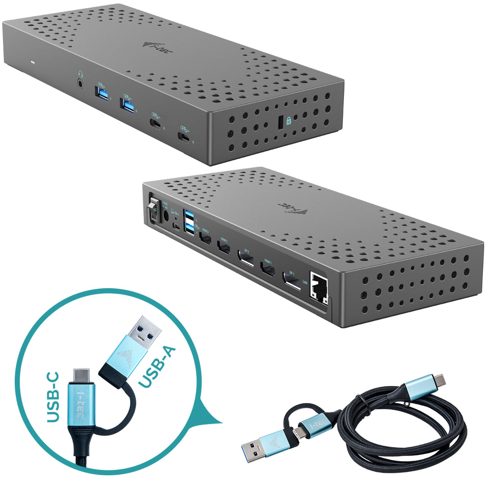 i-tec CATRIPLE4KDOCKPD2UK base para portátil y replicador de puertos Alámbrico USB 3.2 Gen 2 (3.1 Gen 2) Type-C Gris