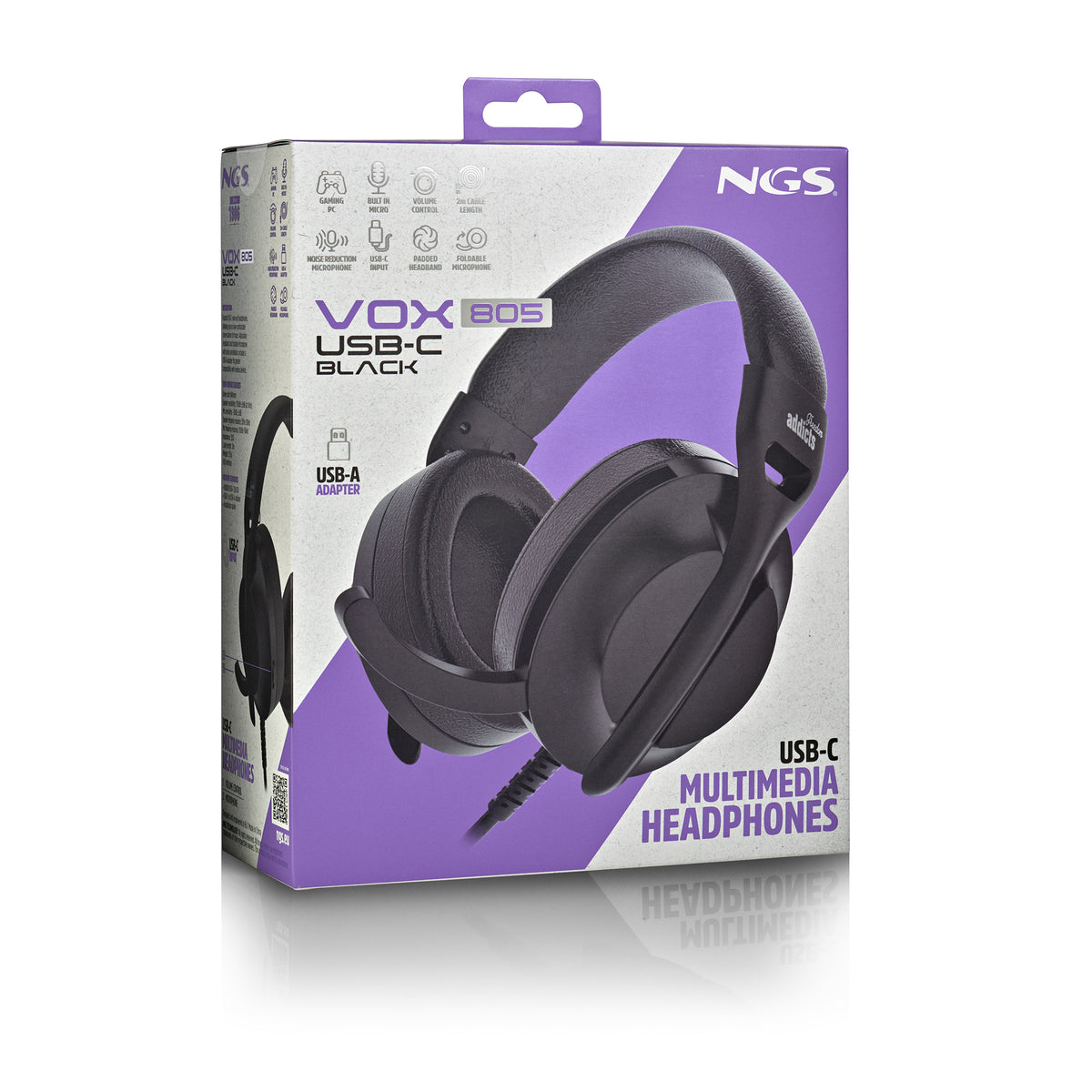 NGS VOX805 USB-C BLACK Auriculares Alámbrico Diadema Llamadas/Música USB Tipo C Negro (6)