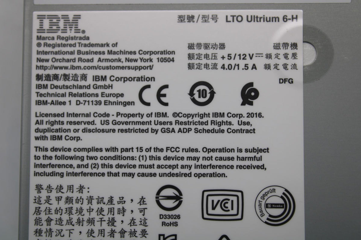 IBM LTO Gen 6 interno de media altura 35P1049-RFB – Reacondicionado