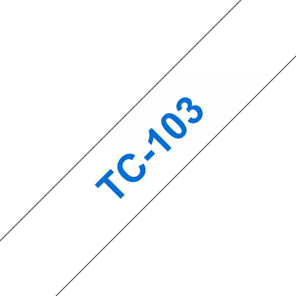 Brother TC-103 cinta para impresora de etiquetas Azul sobre transparente (2)