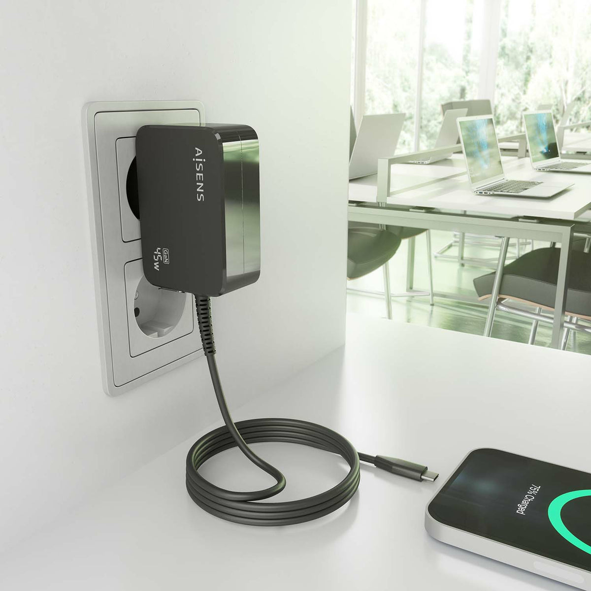 AISENS ASCH-1PD45WL032-BK cargador de dispositivo móvil Universal Corriente alterna Interior (6)